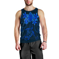 Hawaiian Turtles Hibiscus Plumeria Polynesian Tank Top - Blue - AH Black - Polynesian Pride