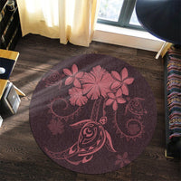 Hawaiian Turtles Hibiscus Plumeria Polynesian Round Carpet - Pink - AH - Polynesian Pride