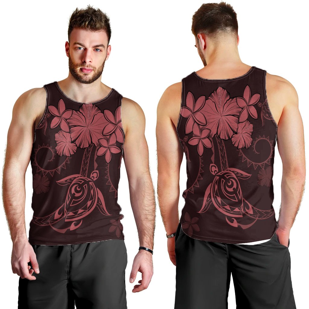Hawaiian Turtles Hibiscus Plumeria Polynesian Tank Top - Pink - AH - Polynesian Pride