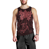 Hawaiian Turtles Hibiscus Plumeria Polynesian Tank Top - Pink - AH Black - Polynesian Pride