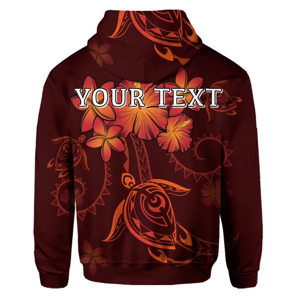 Custom Hawaiian Turtles Hibiscus Plumeria Polynesian Hoodie Red - Polynesian Pride