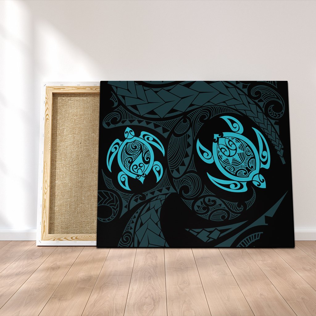 Hawaiian Two Turtle Polynesian Canvas Blue AH Canvas Poly-cotton - Polynesian Pride
