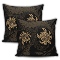 Hawaiian Two Turtle Polynesian Pillow Covers Gold AH - Polynesian Pride