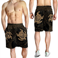 Hawaiian Two Turtle Polynesian Men's Shorts Gold AH - Polynesian Pride