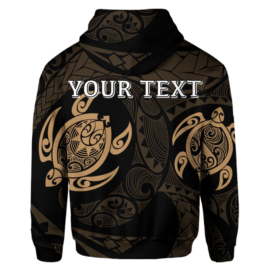 Custom Hawaiian Two Turtle Polynesian Hoodie Gold - Polynesian Pride