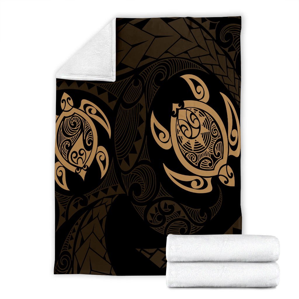 Hawaiian Two Turtle Polynesian Premium Blankets Gold AH - Polynesian Pride