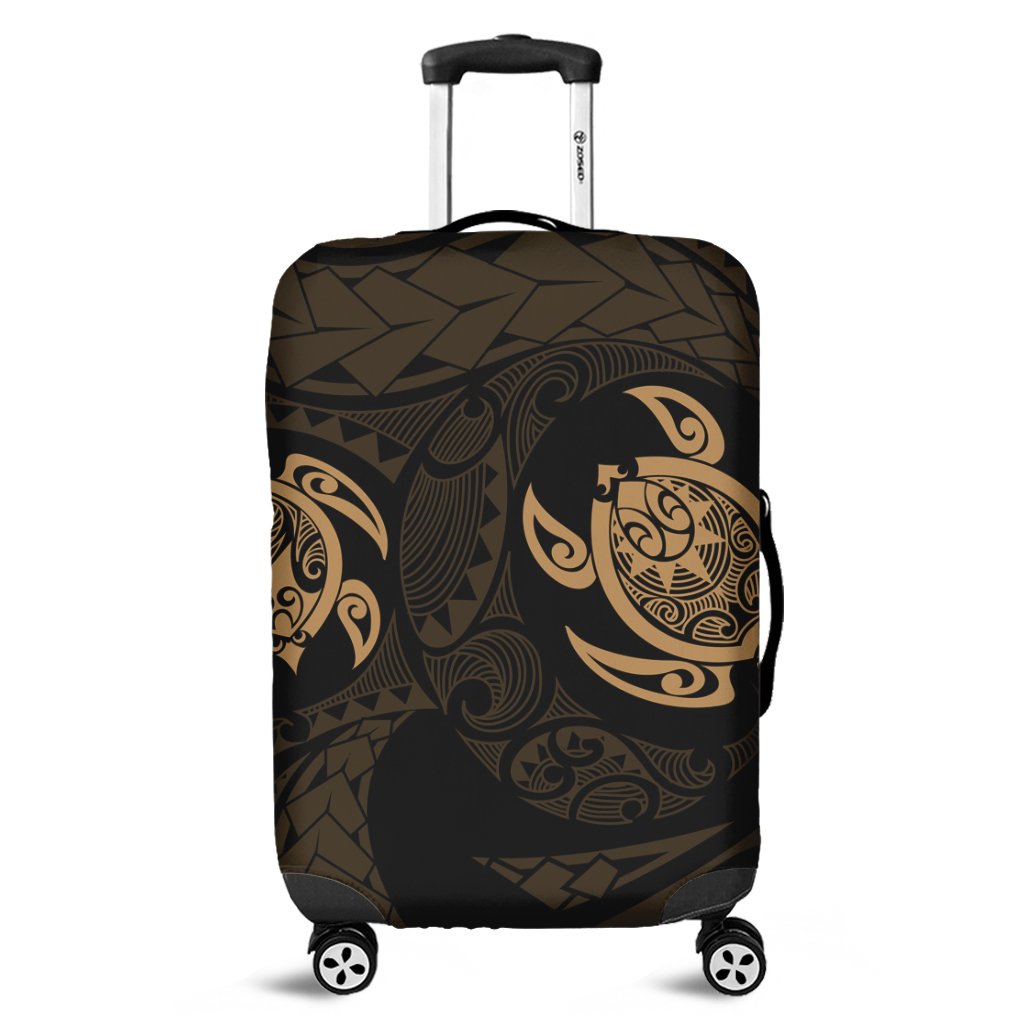 Hawaiian Two Turtle Polynesian Luggage Covers Gold AH Black - Polynesian Pride