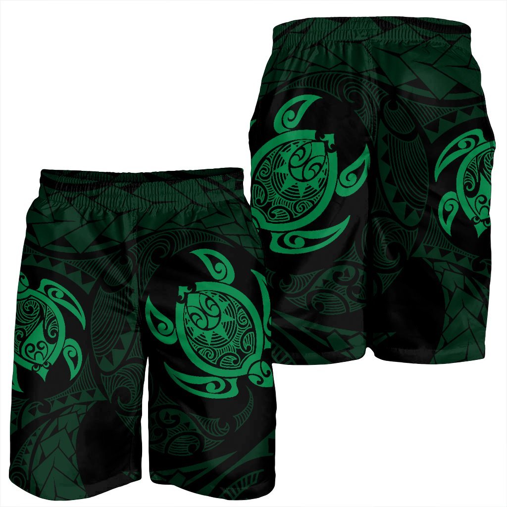 Hawaiian Two Turtle Polynesian Men's Shorts Green AH - Polynesian Pride