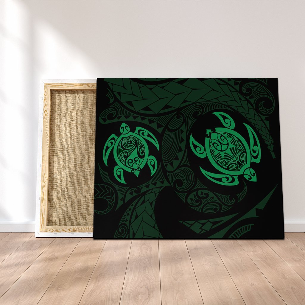Hawaiian Two Turtle Polynesian Canvas Green AH Canvas Poly-cotton - Polynesian Pride
