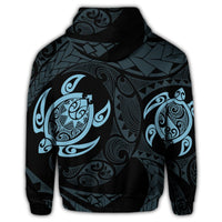 Hawaiian Two Turtle Polynesian Zip Hoodie Pastel Blue - Polynesian Pride