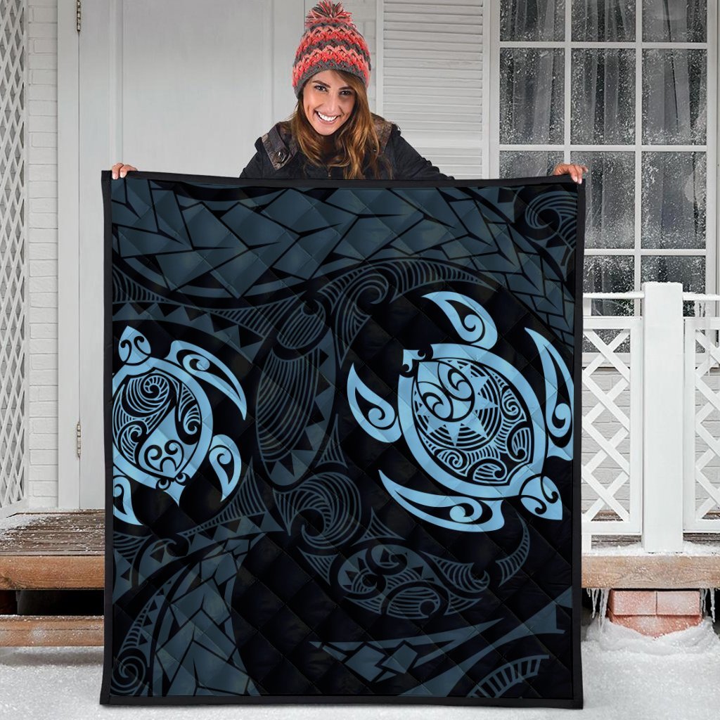 Hawaiian Two Turtle Polynesian Premium Quilts Pastel Blue AH - Polynesian Pride