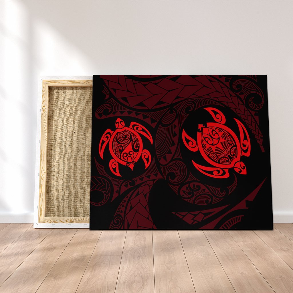 Hawaiian Two Turtle Polynesian Canvas Red AH Canvas Poly-cotton - Polynesian Pride