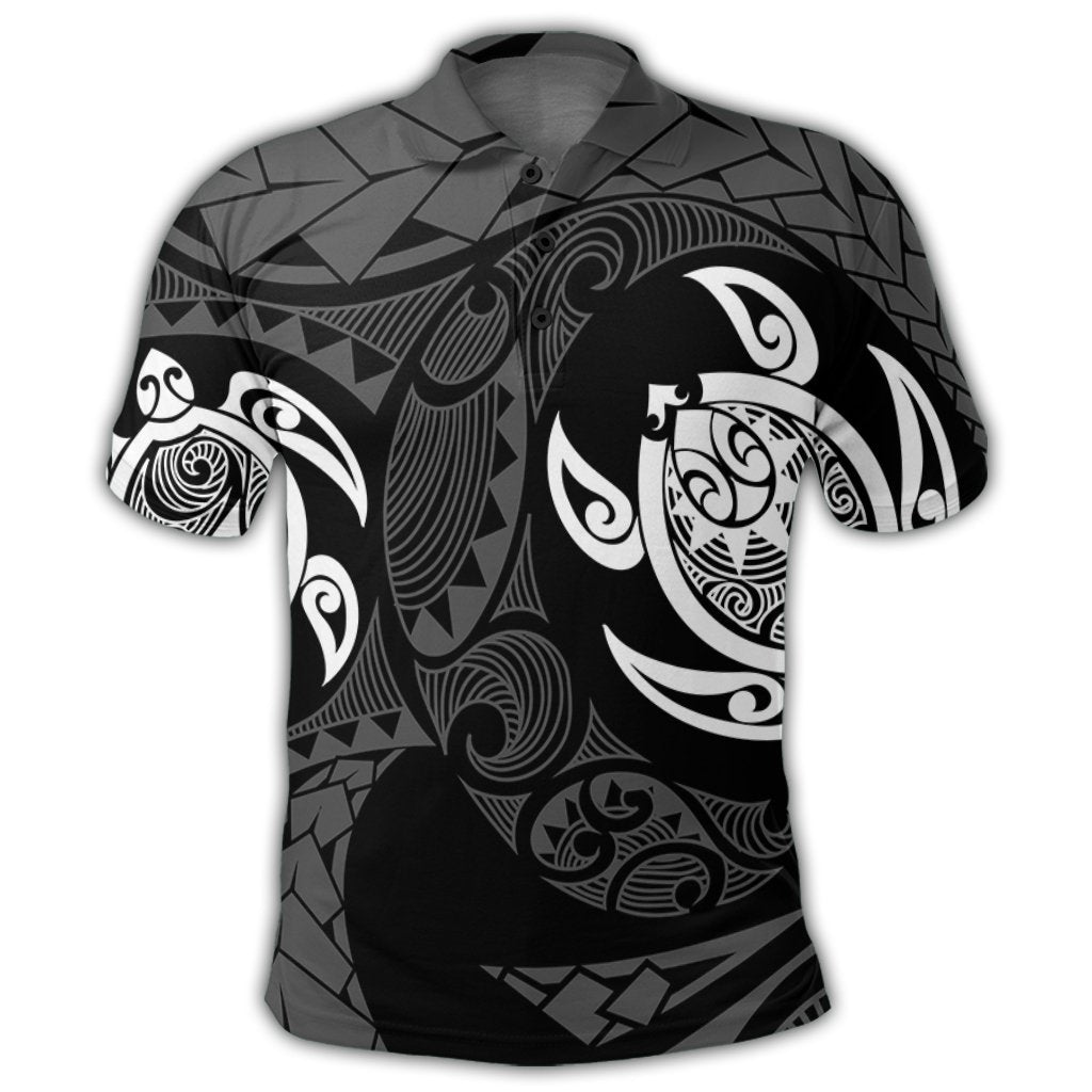 Hawaiian Two Turtle Polynesian Polo Shirt White - Polynesian Pride