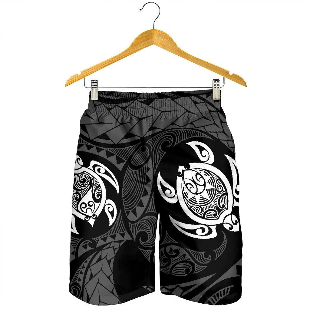 Hawaiian Two Turtle Polynesian Men's Shorts White AH - Polynesian Pride