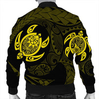 Hawaiian Two Turtle Polynesian Bomber Jacket Yellow AH - Polynesian Pride
