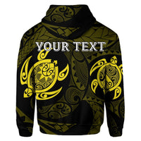Custom Hawaiian Two Turtle Polynesian Hoodie Yellow - Polynesian Pride