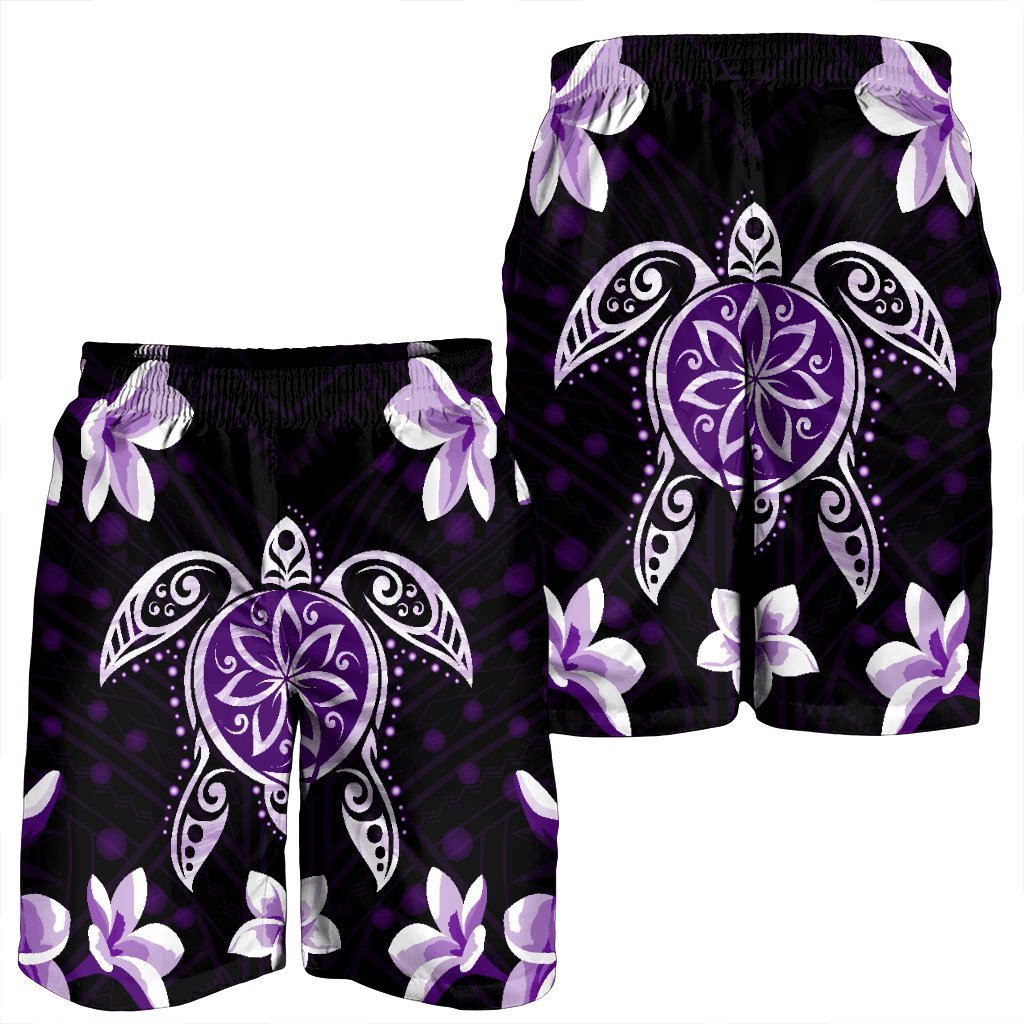 Hawaiian Violet Turtle Plumeria Men's Shorts AH - Polynesian Pride