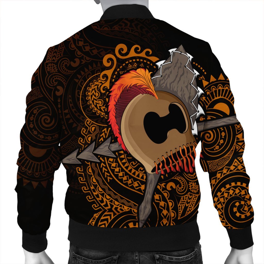 Hawaiian Warrior Helmet Kanaka Polynesian Bomber Jacket - AH - Polynesian Pride