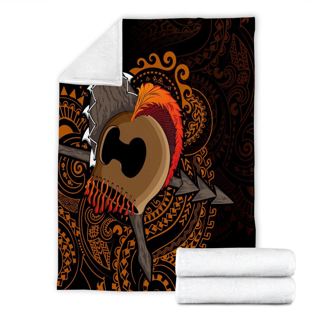 Hawaiian Warrior Helmet Kanaka Polynesian Premium Blankets - AH - Polynesian Pride