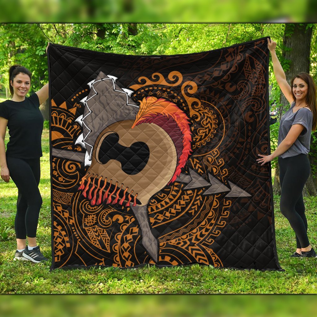 Hawaiian Warrior Helmet Kanaka Polynesian Premium Quilts - AH Black - Polynesian Pride