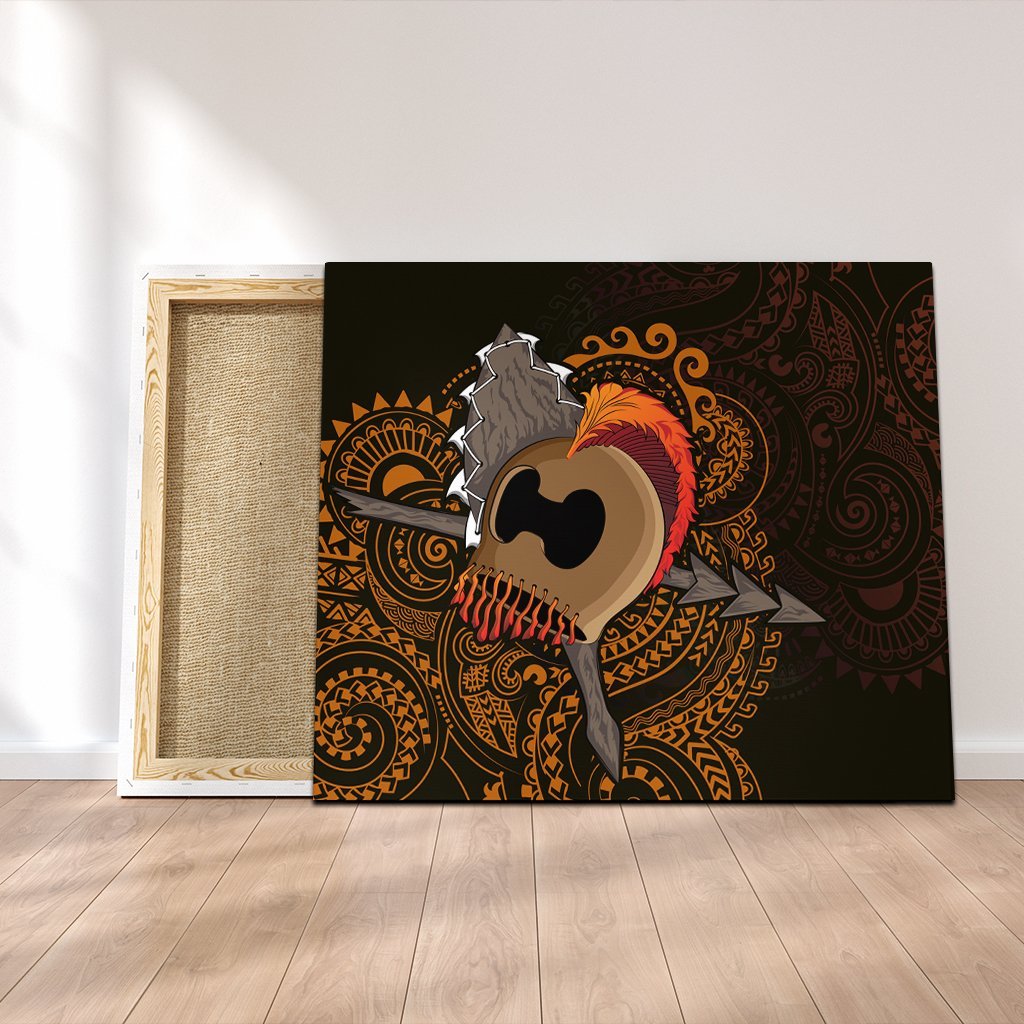 Hawaiian Warrior Helmet Kanaka Polynesian Canvas - AH Canvas Poly-cotton - Polynesian Pride