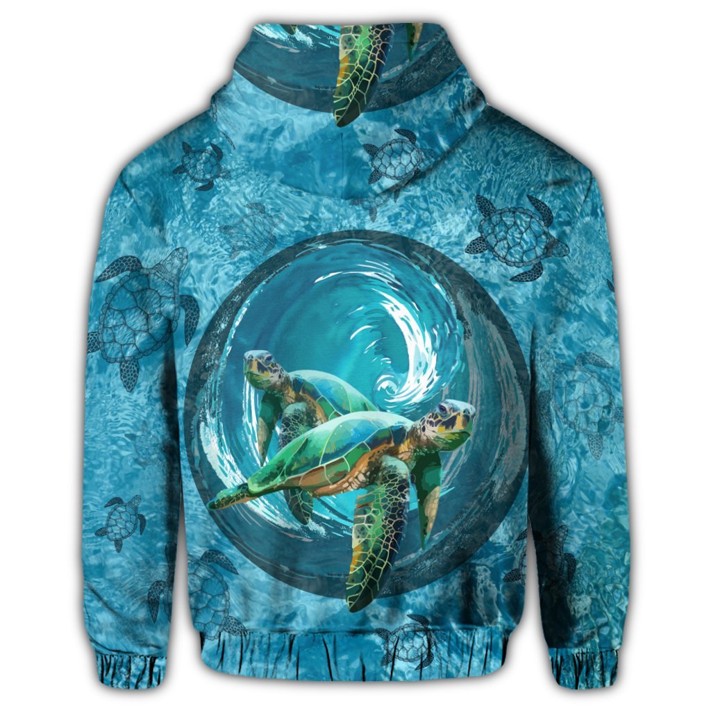 Hawaiian Whirlpool Turtle Polynesian Zip Hoodie - Polynesian Pride