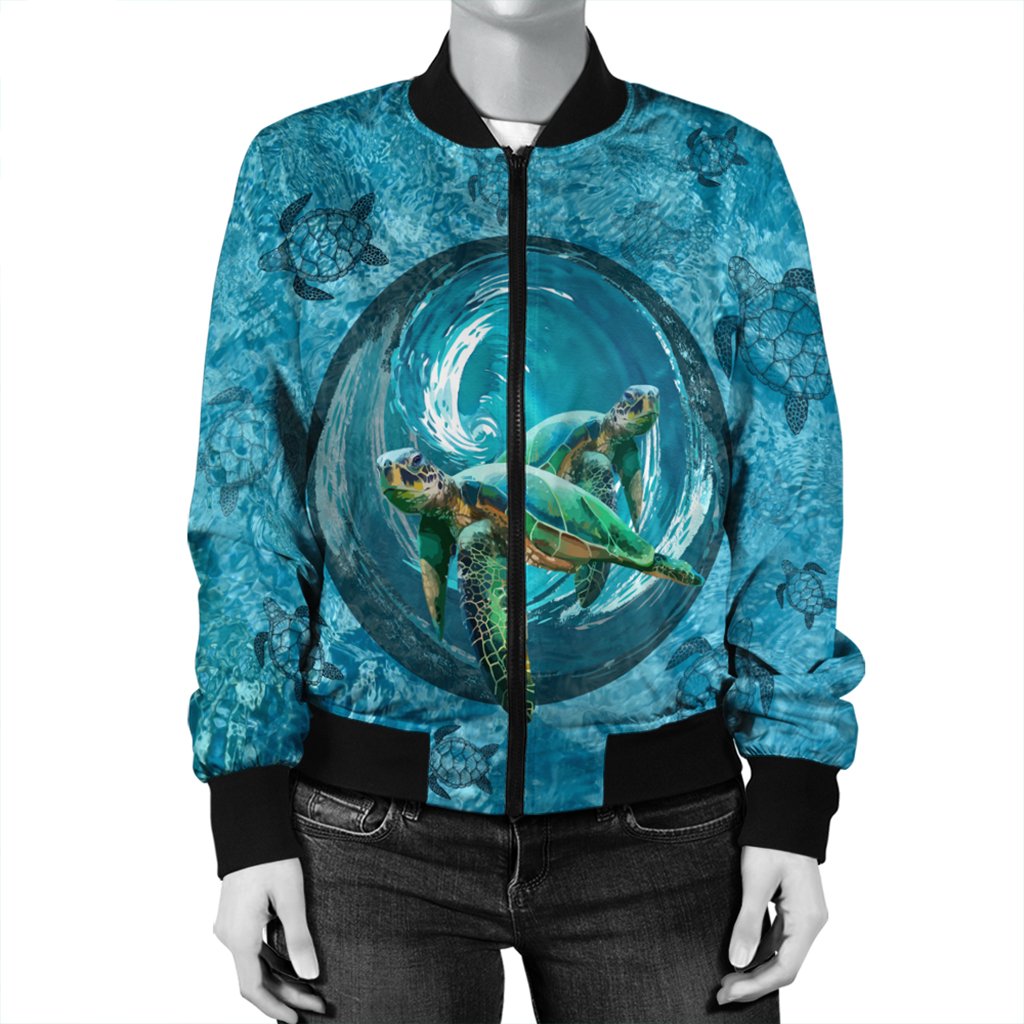 Hawaiian Whirlpool Turtle Polynesian Bomber Jacket - AH - Polynesian Pride