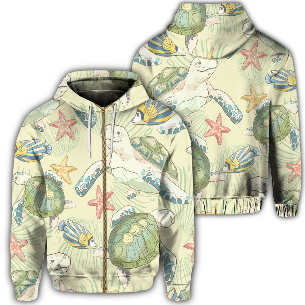 Hawaiian World Animals In Sea Zip Hoodie Unisex Art - Polynesian Pride
