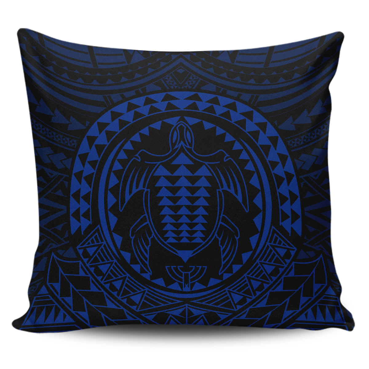 Hawaiian Kakau Honu Arc Blue Polynesian Pillow Covers One Size Zippered Pillow Case 18"x18"(Twin Sides) Blue - Polynesian Pride