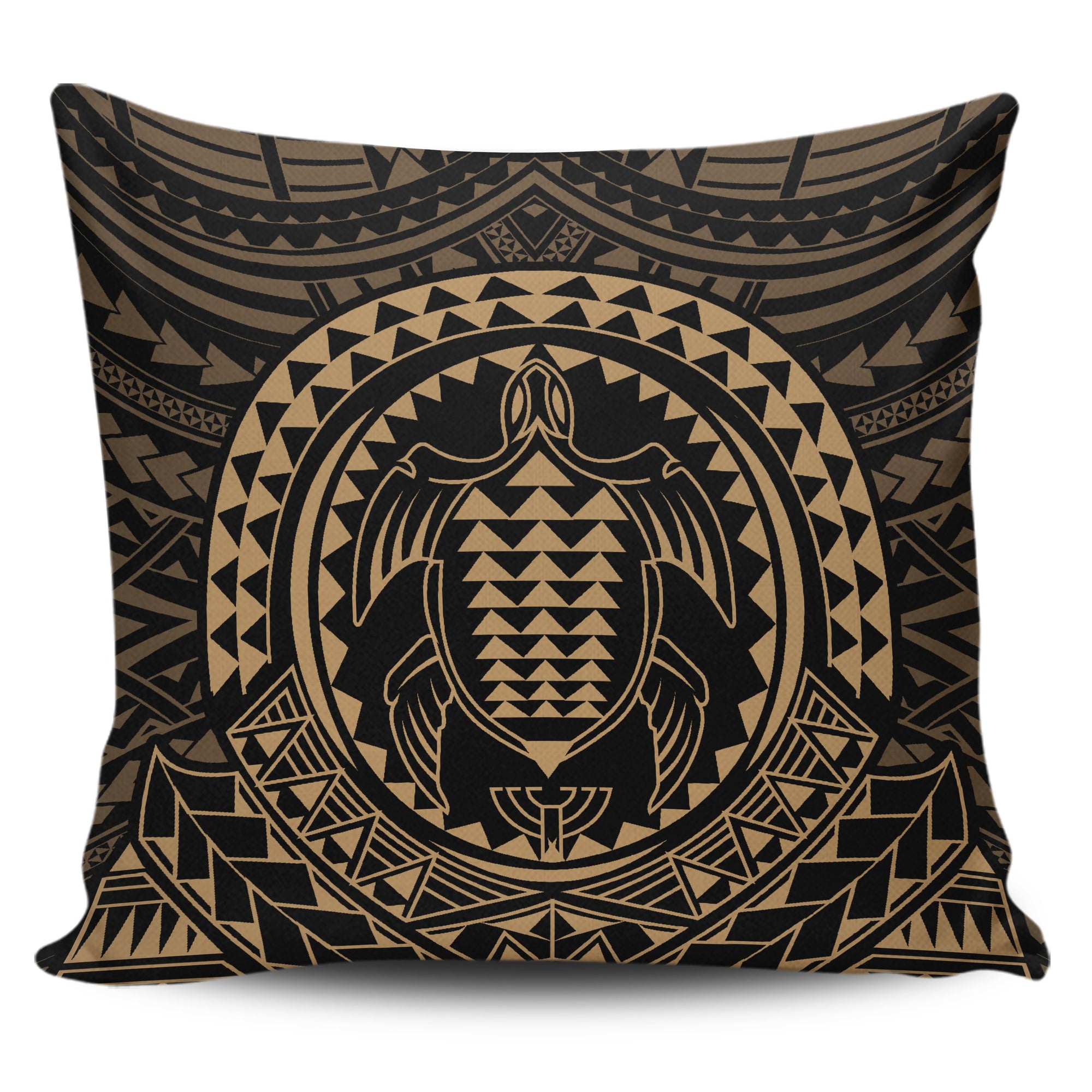 Hawaiian Kakau Honu Arc Gold Polynesian Pillow Covers One Size Zippered Pillow Case 18"x18"(Twin Sides) Gold - Polynesian Pride