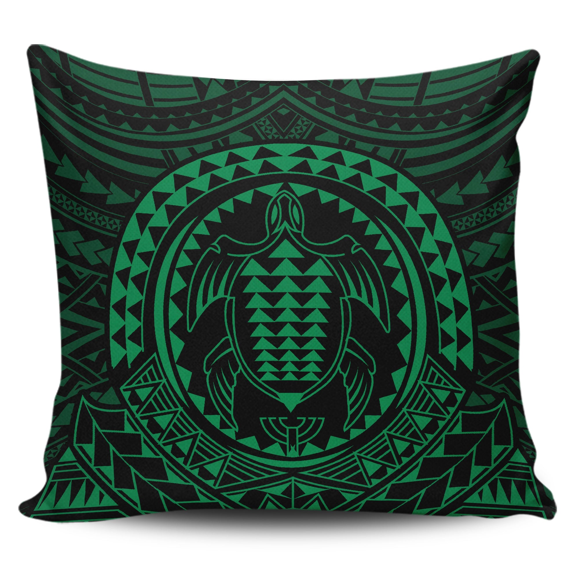 Hawaiian Kakau Honu Arc Green Polynesian Pillow Covers One Size Zippered Pillow Case 18"x18"(Twin Sides) Green - Polynesian Pride