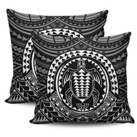 Hawaiian Kakau Honu Arc White Polynesian Pillow Covers One Size Zippered Pillow Cases 18"x 18" (Twin Sides) (Set of 2) White - Polynesian Pride