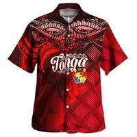 Tonga Polynesian Hawaiian Shirt - Tonga Coat Of Arms With Lauhala Tribal Pattern - Polynesian Pride
