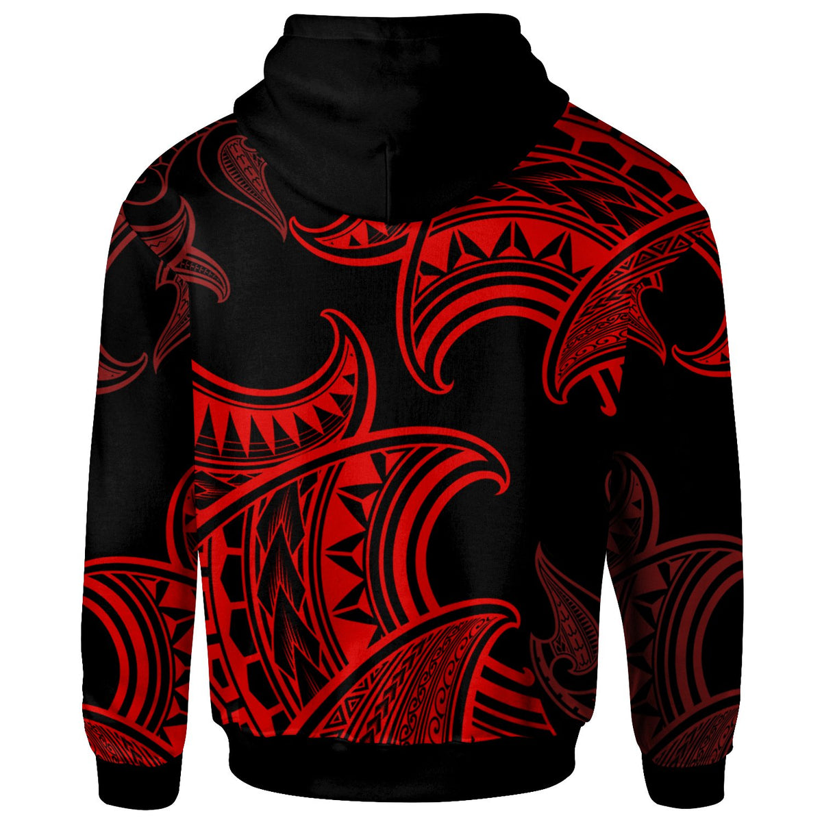 Polynesian Zip up Hoodie Sea Ripples Pattern Red Color - Polynesian Pride