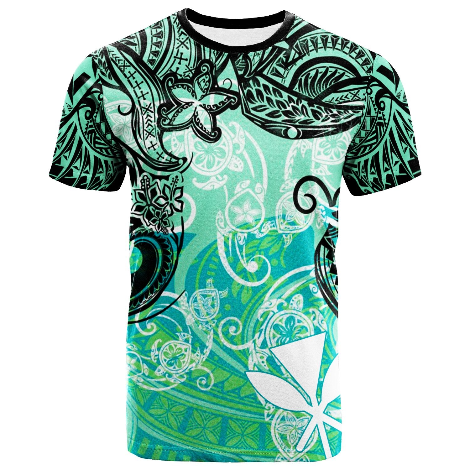 Hawaii T Shirt Vintage Floral Pattern Green Color Unisex Art - Polynesian Pride