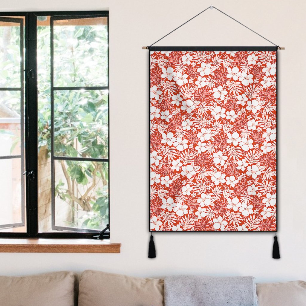 Hibiscus Flower Pattern Hanging Poster - AH Hanging Poster 50 x 75 cm Cotton And Linen - Polynesian Pride