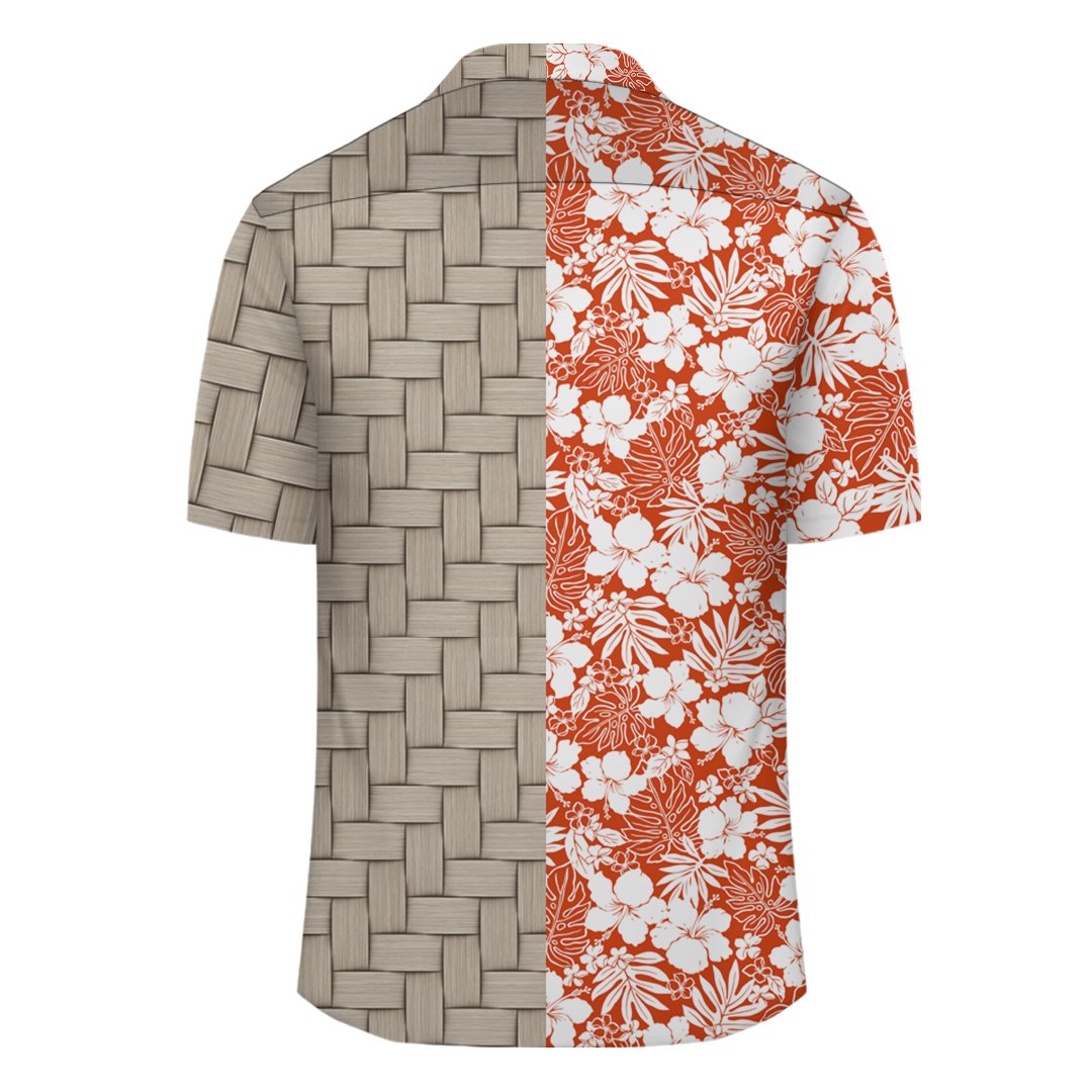 Hibiscus Flower Pattern Lauhala Moiety Hawaiian Shirt - Polynesian Pride