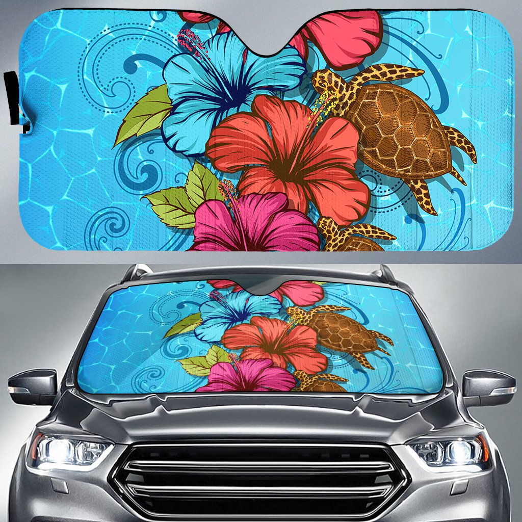 Hibiscus Flower Soulful Car Sun Shade AH Auto Sun Shade Universal Fit White - Polynesian Pride
