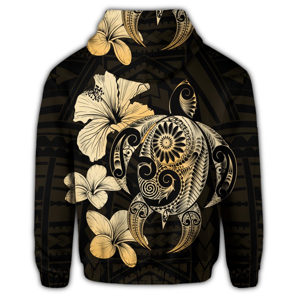 Hibiscus Plumeria Mix Polynesian Turtle Zip Hoodie - Polynesian Pride