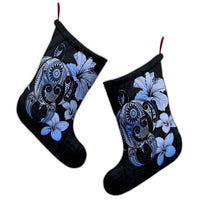 Hibiscus Plumeria Mix Polynesian Turtle Christmas Stocking Blue - AH - Polynesian Pride