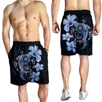 Hibiscus Plumeria Mix Polynesian Turtle Men's Shorts Blue - AH - Polynesian Pride