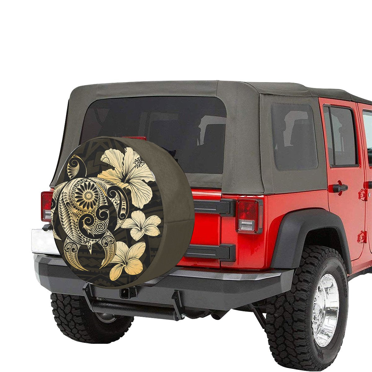 Hibiscus Plumeria Mix Polynesian Turtle Spare Tire Cover AH - Polynesian Pride