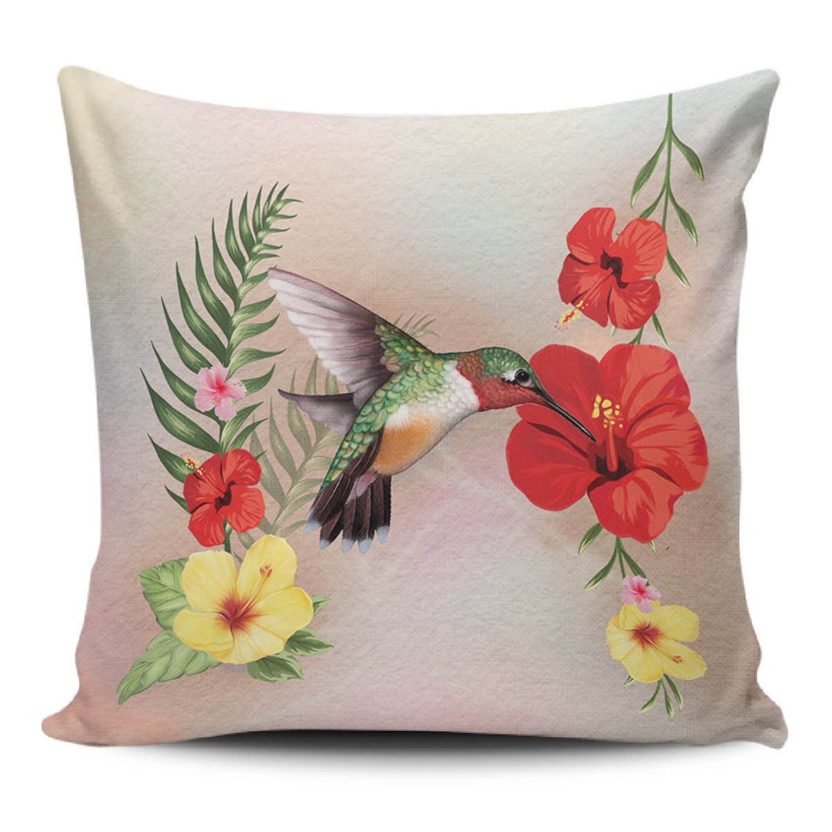 Hibiscus Bird Pillow Covers One Size Zippered Pillow Case 18"x18"(Twin Sides) Art - Polynesian Pride