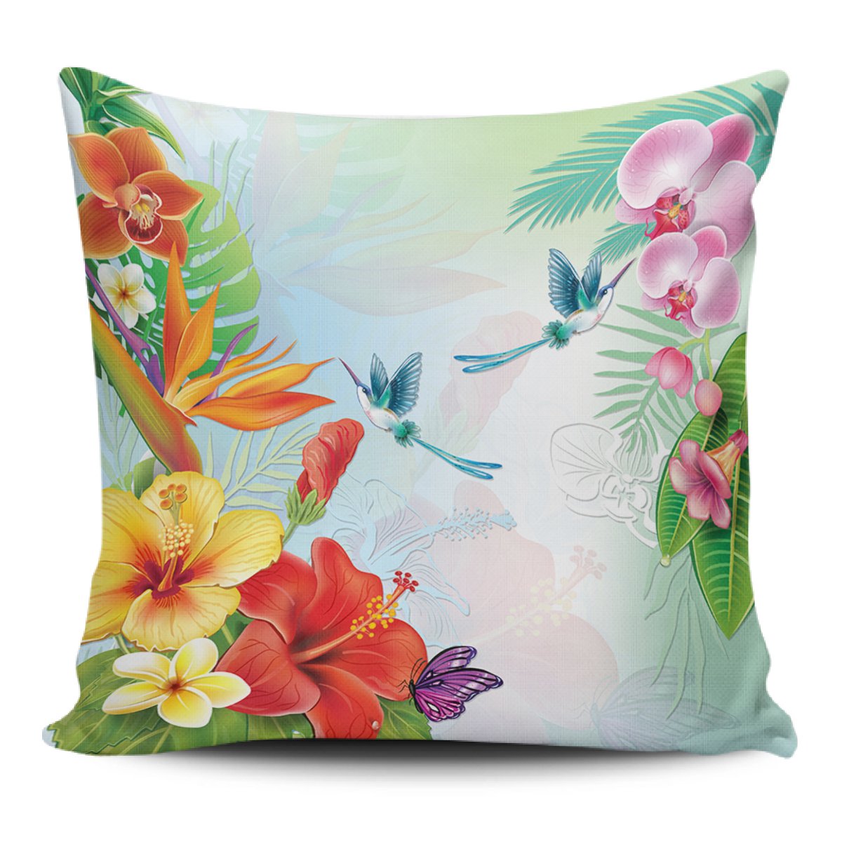 Hibiscus In Jung Pillow Covers One Size Zippered Pillow Case 18"x18"(Twin Sides) Black - Polynesian Pride