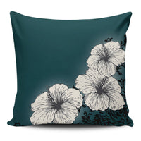 Hibiscus Light White Pillow Covers One Size Zippered Pillow Case 18"x18"(Twin Sides) Black - Polynesian Pride