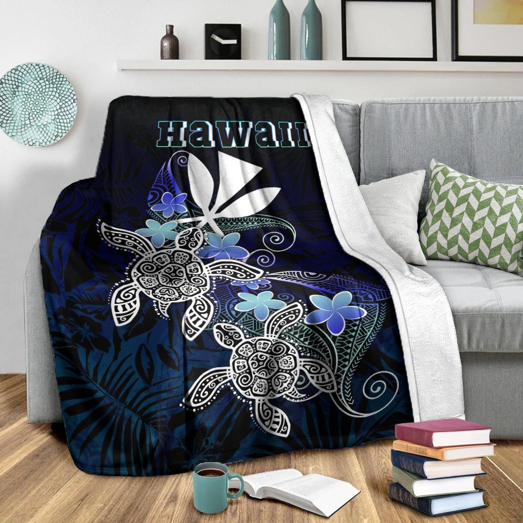 Hawaii Polynesian Premium Blanket - Blue Turtle Couple - Polynesian Pride