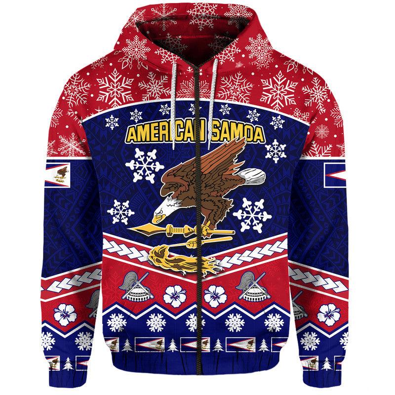 American Samoa Tribal Polynesian Christmas Vibe Hoodie LT9 Zip Hoodie Red - Polynesian Pride