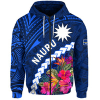 Custom Nauru Independence Day Hoodie Polynesian Tropical LT9 Zip Hoodie Blue - Polynesian Pride