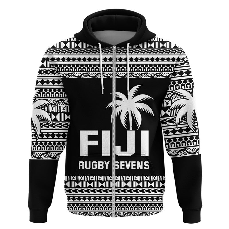 (Custom Text and Number) Fiji Rugby Sevens Hoodie Simple Style LT9 Zip Hoodie Blue - Polynesian Pride