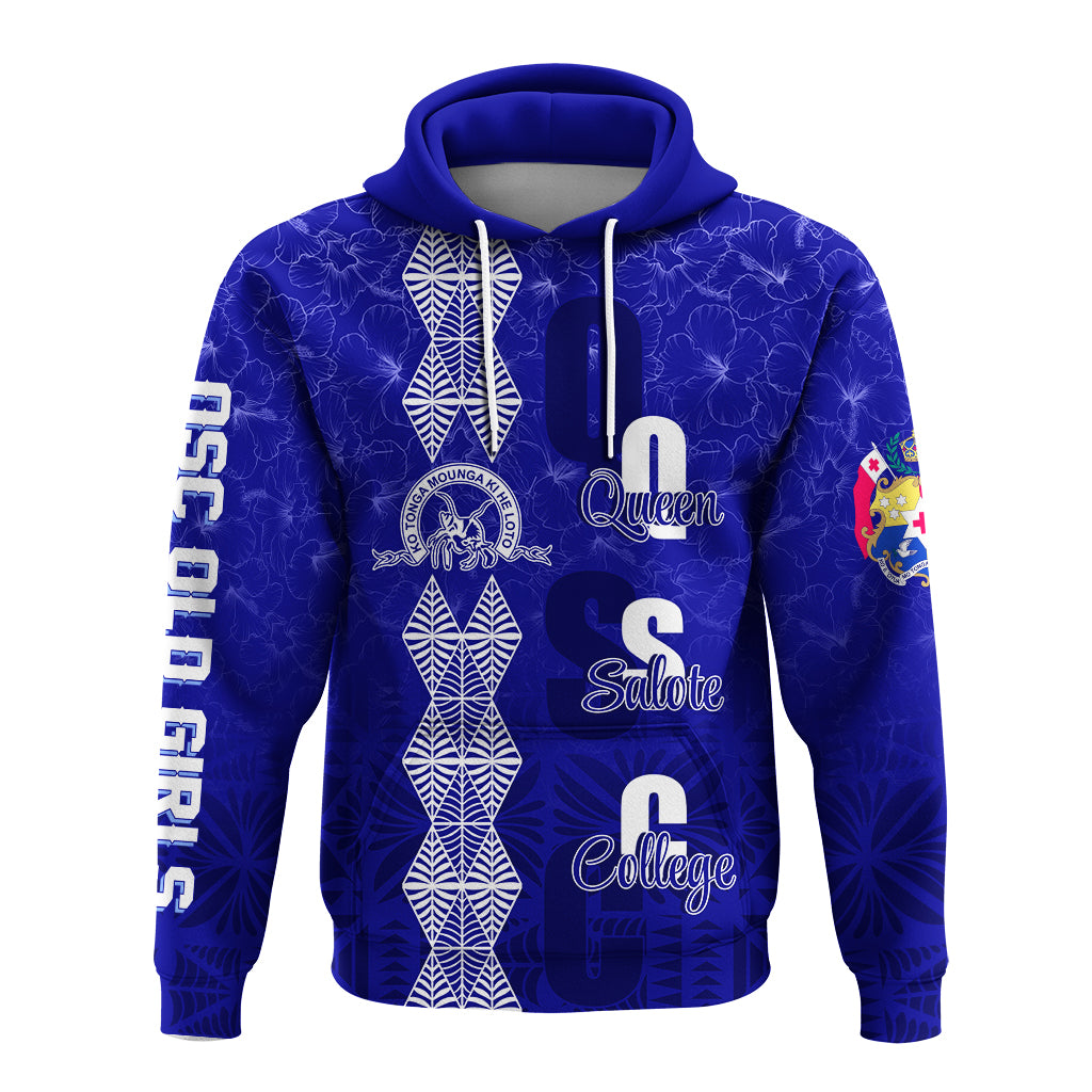 Custom Tonga Kolisi Kuini Salote Hibiscus Hoodie QSC Old Girls LT7 Unisex Blue - Polynesian Pride